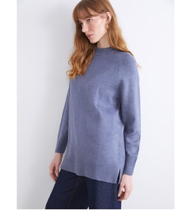 LCW Modest Mavi Dik Yaka Oversize Kadın Triko Tunik