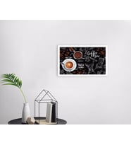BK Home Coffee Tasarımlı Dekoratif Ahşap Beyaz Çerçeveli Tablo-40