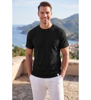 DeepSEA Erkek %95 Pamuk Regular Fit Rahat Kesim Duble Kollu Bisiklet Yaka Likralı Beyaz Tişört 2604361