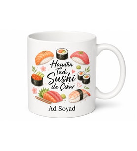 Sushi Sever Yazılı Baskılı Kupa Bardak Japon Mutfağı Temalı Hediye