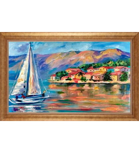 Çerçeveli Paspartulu Manzara Tablo bm1975 (Gold)