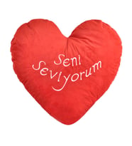 SENİ SEVİYORUM KIRMIZI KALP YASTIK 36x36 cm