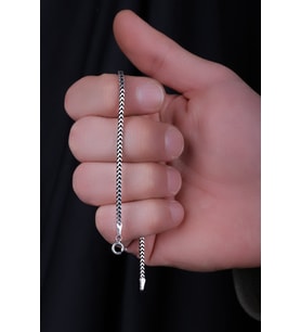 ENCİLİ SİLVER 925 Ayar Gümüş Özel Tasarım 2 Mm Oksitli Esnek Model Zincir Bileklik