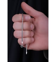 ENCİLİ SİLVER 925 Ayar Gümüş Özel Tasarım 2 Mm Oksitli Esnek Model Zincir Bileklik