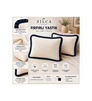 Lacivert Fırfırlı Yastık Kılıfı 2’li Set 50x70 cm