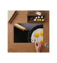 Tavada Göz Yumurta - Kahvaltı Tasarımı 240 parça Ahşap Puzzle Ahşap Kutuda MP01788
