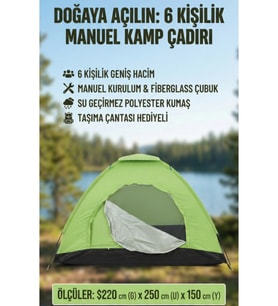 #Çadır Su Geçirmez Geniş Kampçı Kolay Kurulumlu Pratik Kamp Çadırı 6 Kişilik 220x250x150cm