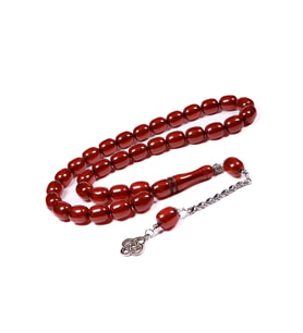 İri Boy Bal Rengi Uçak Camı Tesbih 13x11 mm