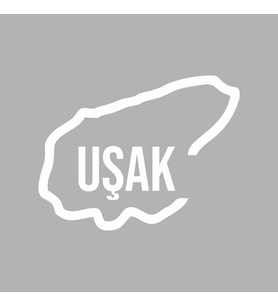 Uşak Harita Araba Sticker siyah 17x14 CM (Beyaz)