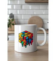 Eriyen Zeka Küpü Figürlü  330ml Baskılı Beyaz Seramik  Kupa Bardak