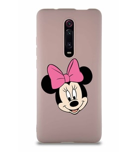 Xiaomi Mi 9T Pro Soft Premier Kapak Minnie Mouse-C Tasarımlı Silikon Kılıf - Pudra (Şeffaf)