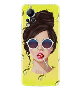 Infınix Note 12 Kılıf Resimli Desenli Baskılı Silikon Lollipop Woman 1416