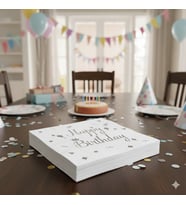 20'li Happy Birthday Peçete - Varaklı Beyaz Gümüş Baskılı