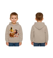 Unisex Brainrot Baskılı Çocuk Swaetshirt Kapüşonlu 3 İplik Şardonlu (Taş)