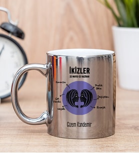 Kişiye Özel İkizler Burcuna Hediye Silver Kupa Bardak