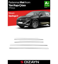 S-Dizayn Nissan Qashqai Krom Yan Kapı Çıtası 4 Prç 2021 Üzeri (Mat Krom)