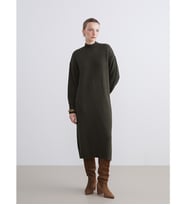 LCW Comfort Haki Dik Yaka Triko Elbise