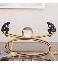 Özel Tasarım Düşünen Figürlü Kristal Küreli Masaüstü Süsleme (Reçine & Metal)
