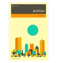Boston Seyahat Afişi Tablo Ahşap Poster Dekoratif