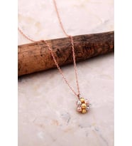 Dorika Altın Yaldızlı Rose 925 Ayar Gümüş Kolye 7054