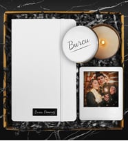 Kişiye Özel Tasarım Beyaz Defter & Beyaz Mum & Çerçeve Hediye Seti