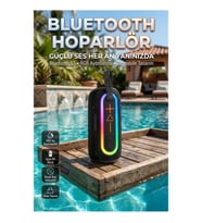 LED Işıklı Kırmızı Bluetooth 5.1 Kablosuz Hoparlör IP67 Su Geçirmez Uzun Pil Ömürlü
