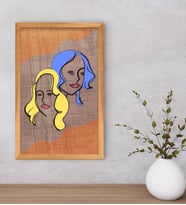 BK Home Woman Line Dekoratif Retro Ahşap Tablo-2