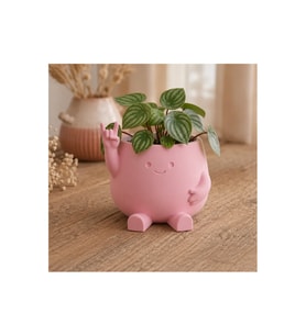 Alvera Smiley Face Planter – 3D Baskı Gülümseyen Karakterli Saksı-Pembe