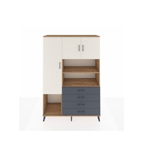 Hyperion Dolap 7 Raflı 4 Çekmeceli 3 Kapaklı 132x44x195 Çam-Aytaşı/Antrasit
