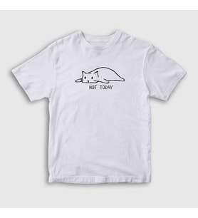 Presmono Unisex Çocuk Beyaz Not Today Cat Kedi T-Shirt 288639tt (Beyaz)