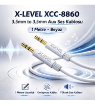 X-LEVEL XCC-8860 3.5mm to 3.5mm Aux Ses Kablosu 1 Metre Beyaz
