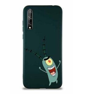 Huawei Y8P Soft Premier Kapak Plankton Tasarımlı Silikon Kılıf - Yeşil (Şeffaf)