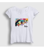 Presmono Kadın Beyaz Retro The Beatles T-Shirt 115073tt