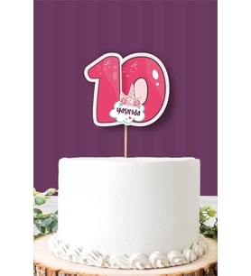Unicorn Temalı 10 Yaşında (on) Pasta Süsü *Kalın Kağıt