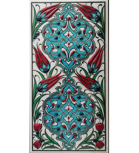 Armada Çini 10x20 Cm ED 228 Turkuaz Rumi Desen El dekoru Çini Karo