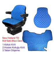 New Holland TD Grubu Traktör Koltuk Kılıfı ve Döşeme Seti-Mavi Deri