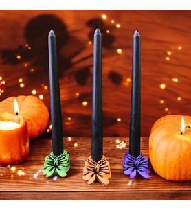 Halloween Fiyonk Mumluk ve Mum Takımı (Siyah)