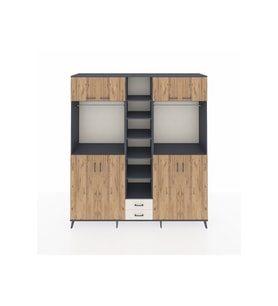 Hyperion Dolap 14 Raflı 2 Çekmeceli 2 Askılı 220x44x243 Antrasit-Çam/Aytaşı