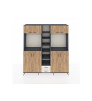 Hyperion Dolap 14 Raflı 2 Çekmeceli 2 Askılı 220x44x243 Antrasit-Çam/Aytaşı