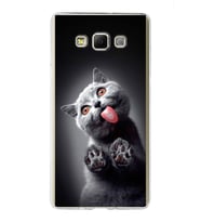 PrintiFy Samsung Galaxy A7 ile Uyumlu 1mm Slim Fit Kedi 2 050c Baskılı Şeffaf  Kılıf