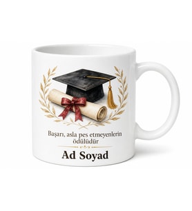 İsimli Mezuniyet Diplomalı Baskılı Kupa Bardak Hediye Özel Tasarım