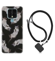 Tecno Camon 16 18P Pova Kılıf Boyun Askılı Silikon Sevimli Kedicikler 1785