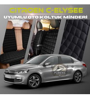 Citroen C-Elysee Siyah Renk Tay Tüyü Cepli & Terletmez Sırtlı Oto Koltuk Minder Seti - Koltuk Koruma Kılıfı (ÖN & ARKA TAM SET)