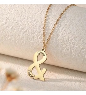 Kişiye Özel 925 Ayar Gümüş Tasarım Çift İsim Kolye (Gold)
