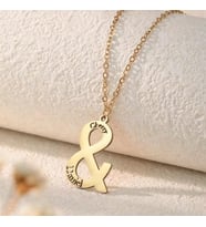 Kişiye Özel 925 Ayar Gümüş Tasarım Çift İsim Kolye (Gold)