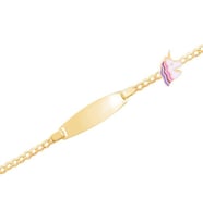 Diamond Line-Gülaylar Sarı Altın 14 Ayar Künye Bileklik Çocuk