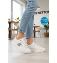 United Colors Of Benetton Siyah Beyaz Bağcıklı Cilt Memory Foam Unisex Spor Ayakkabı BNI-12074 G