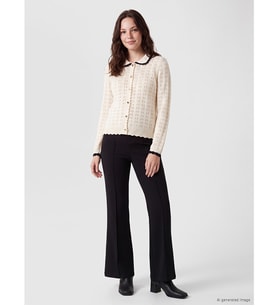 LCW Comfort Ekru Bebe Yaka Ajurlu Kadın Triko Hırka