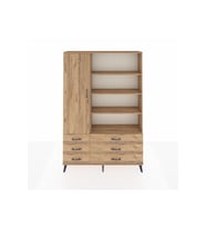 Arges Gardrop 8 Raflı 6 Çekmeceli Tek Kapaklı  132x30x195 Çam-Çam