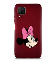 Huawei P40 Lite Soft Premier Kapak Minnie Mouse-A Tasarımlı Silikon Kılıf - Mürdüm (Şeffaf)